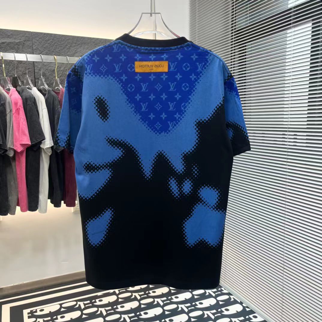 LOUIS VUITTON || LOGO PRINTED BLACK AND BLUE OVERSIZED TSHIRT - FASHION MYST 