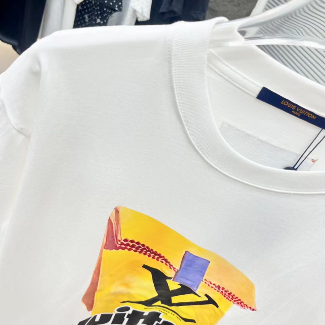 LOUIS VUITTON 2024 SUMMER NEW SHORT SLEEVE WHITE T SHIRT FASHION MYST