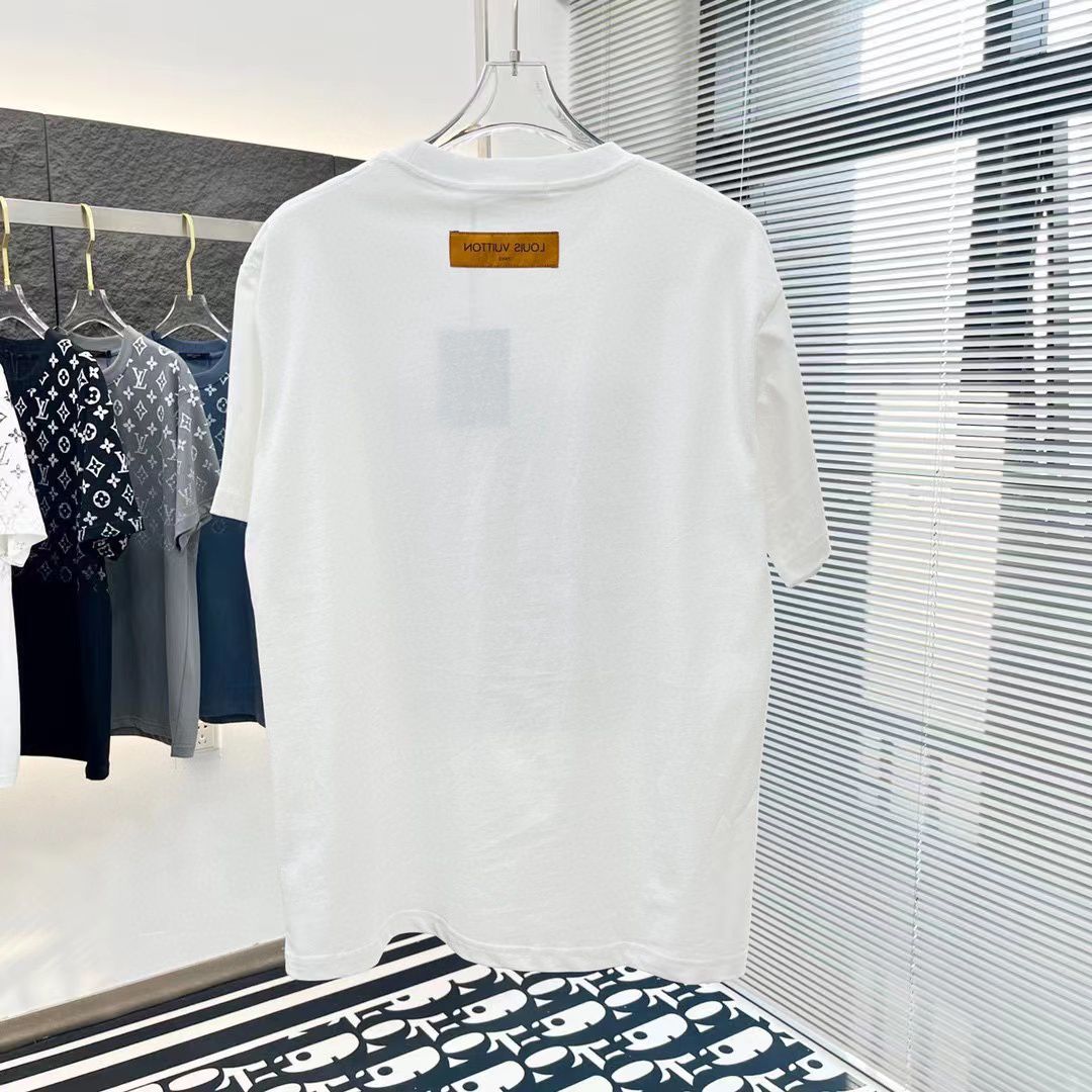 LOUIS VUITTON || 2024 SUMMER NEW SHORT-SLEEVE WHITE T-SHIRT - FASHION MYST 