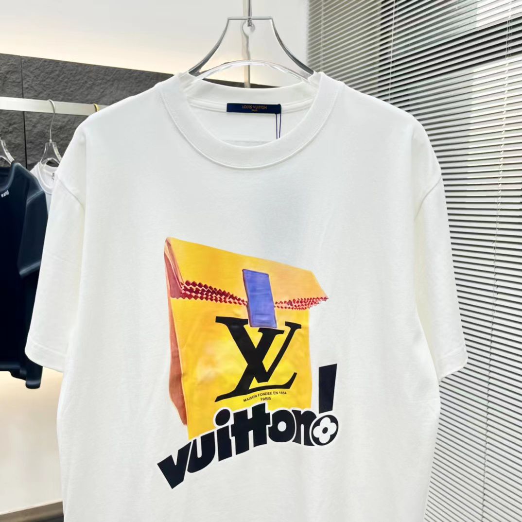 LOUIS VUITTON || 2024 SUMMER NEW SHORT-SLEEVE WHITE T-SHIRT - FASHION MYST 