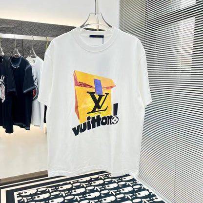 LOUIS VUITTON || 2024 SUMMER NEW SHORT-SLEEVE WHITE T-SHIRT - FASHION MYST 