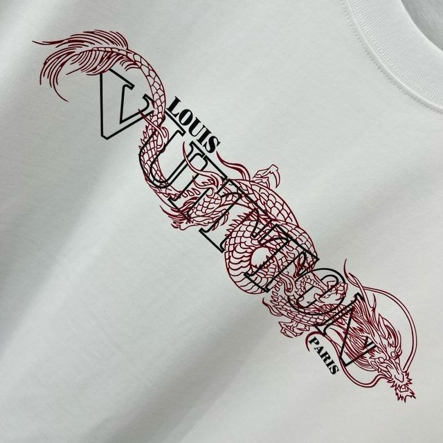 LOUIS VUITTON || Dragon Vintage Letter Print White T-Shirt - FASHION MYST 