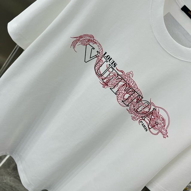 LOUIS VUITTON || Dragon Vintage Letter Print White T-Shirt - FASHION MYST 