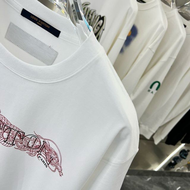 LOUIS VUITTON || Dragon Vintage Letter Print White T-Shirt - FASHION MYST 