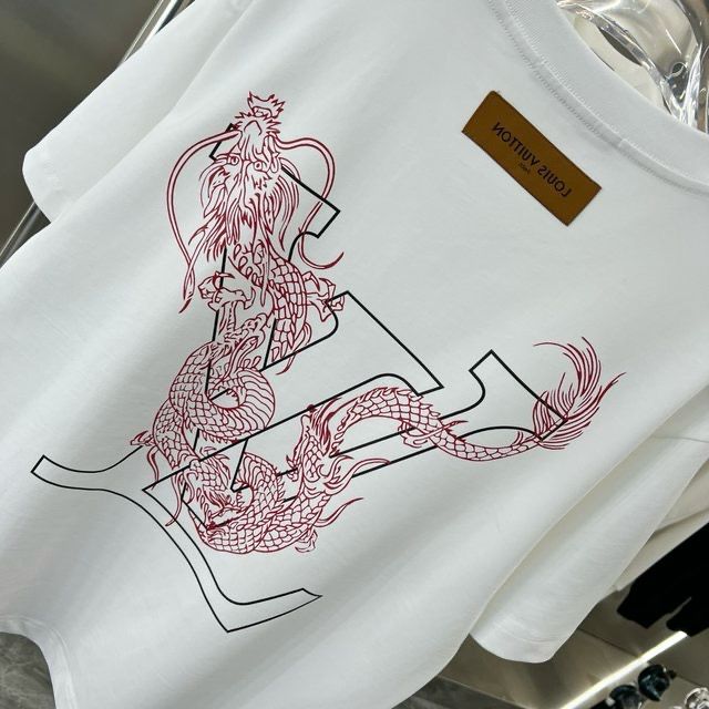 LOUIS VUITTON || Dragon Vintage Letter Print White T-Shirt - FASHION MYST 