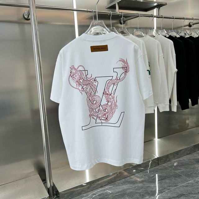 LOUIS VUITTON || Dragon Vintage Letter Print White T-Shirt - FASHION MYST 