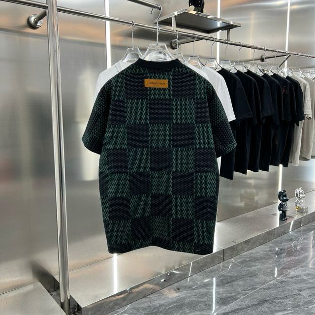 LOUIS VUITTON || Oversize Box Checks Cotton Round Neck T LOUIS VUITTON || Oversize Box Checks Cotton Round Neck T
