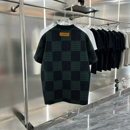 LOUIS VUITTON || Oversize Box Checks Cotton Round Neck T-Shirt - FASHION MYST 