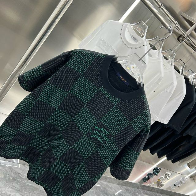 LOUIS VUITTON || Oversize Box Checks Cotton Round Neck T LOUIS VUITTON || Oversize Box Checks Cotton Round Neck T