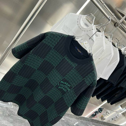 LOUIS VUITTON || Oversize Box Checks Cotton Round Neck T-Shirt - FASHION MYST 