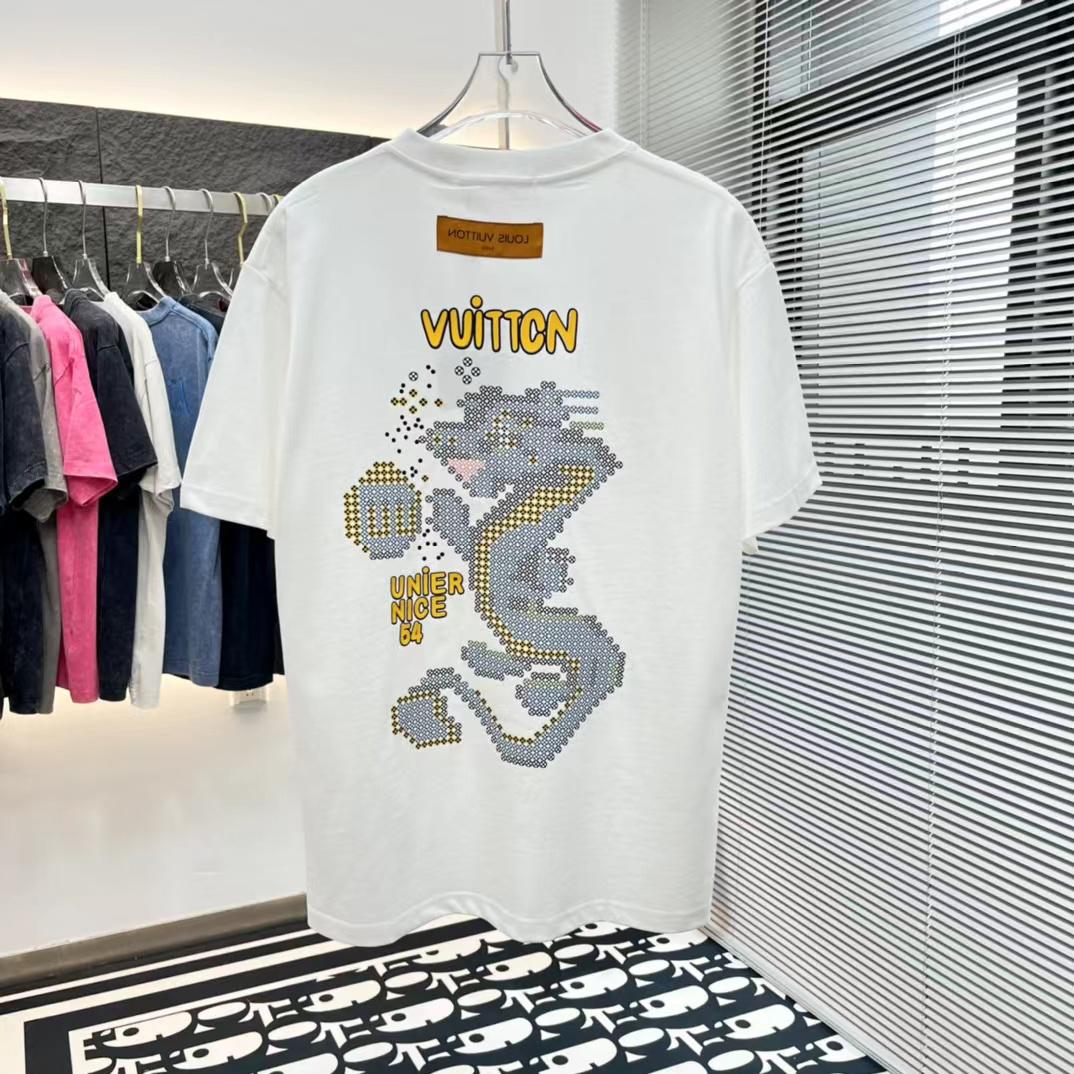 LOUIS VUITTON || Short-Sleeved Cotton White T-Shirt - FASHION MYST 