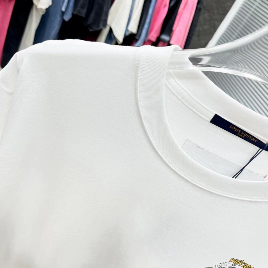 LOUIS VUITTON || Short-Sleeved Cotton White T-Shirt - FASHION MYST 