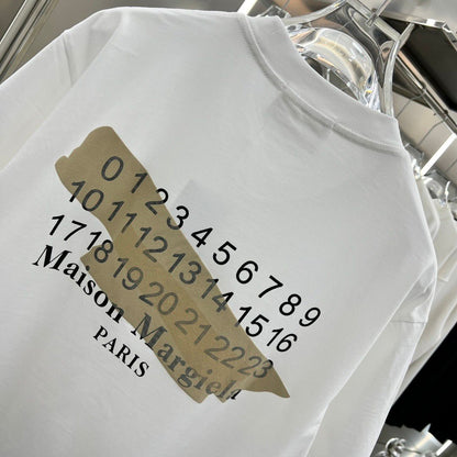 MAISON MARGIELA || White Drop Shoulder T-Shirt With Number Design on Back - FASHION MYST 