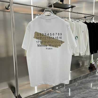 MAISON MARGIELA || White Drop Shoulder T-Shirt With Number Design on Back - FASHION MYST 