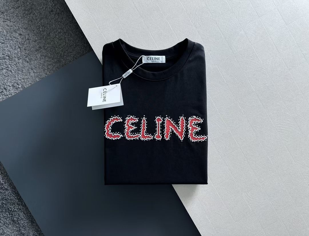 CELINE || Premium Celine Logo Drop Shoulder Tees For Men - FASHION MYST 