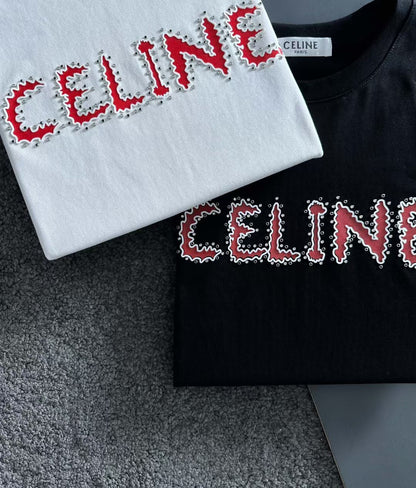 CELINE || Premium Celine Logo Drop Shoulder Tees For Men - FASHION MYST 