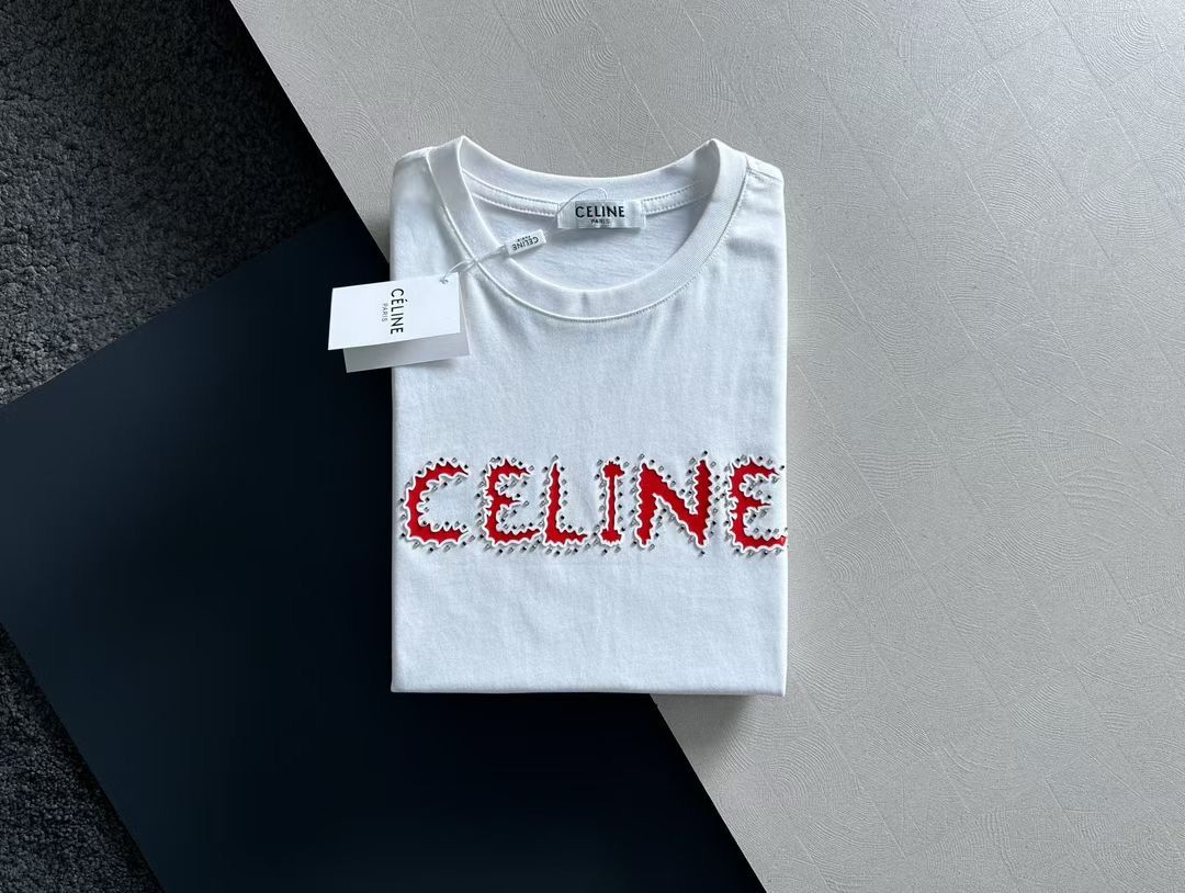 CELINE || Premium Celine Logo Drop Shoulder Tees For Men - FASHION MYST 