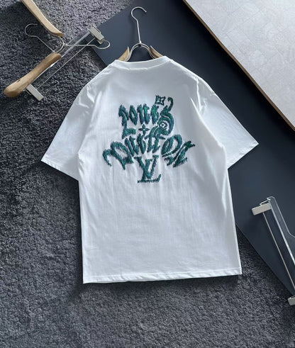 LOUIS VUITTON || Premium Printed Drop Down T-Shirt / White - FASHION MYST 