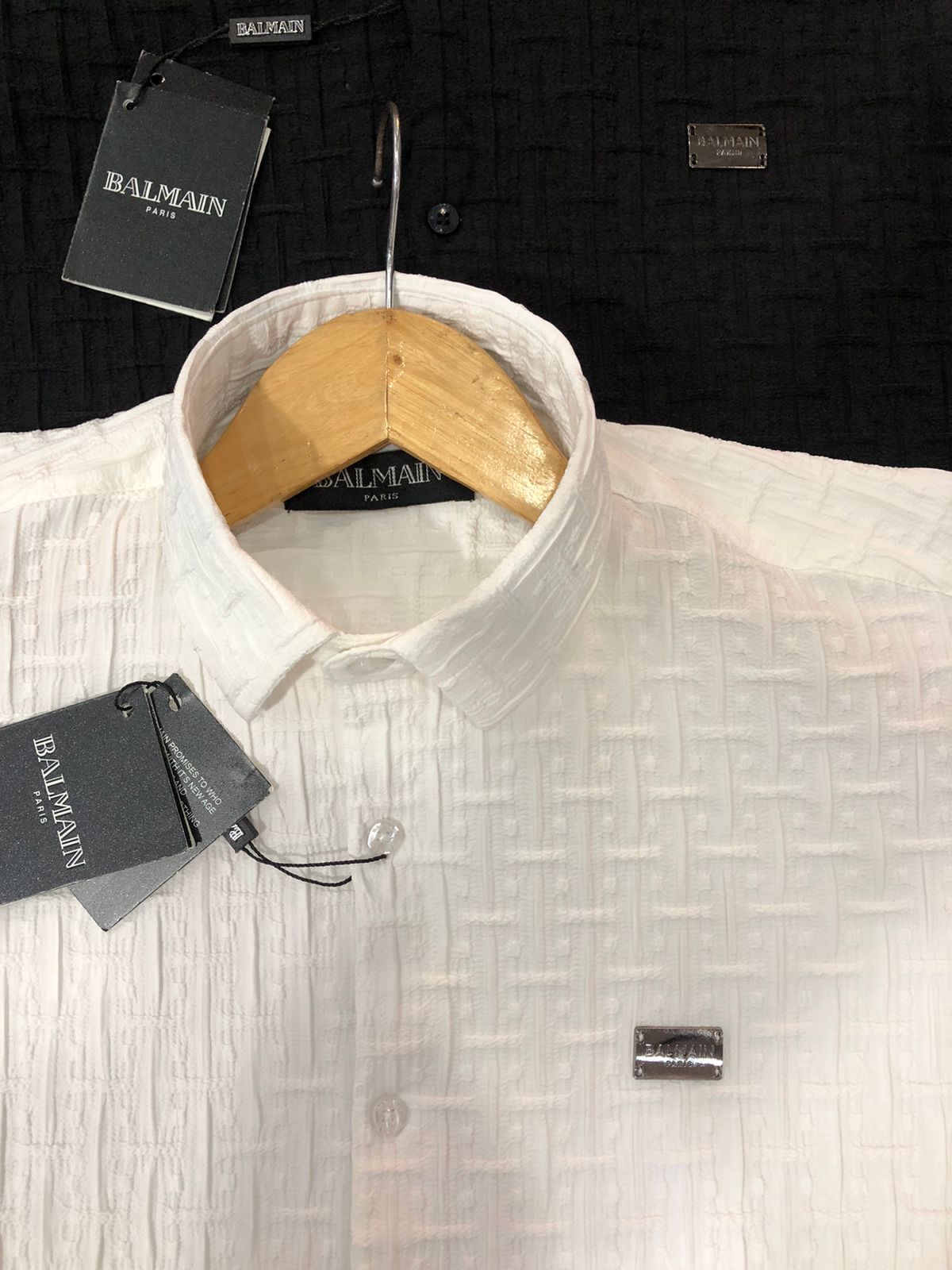 BALMAIN || Crushed Cotton Lycra Designer Shirt For Men - FASHION MYST 