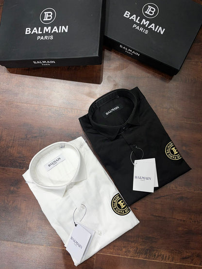 BALMAIN || Golden Circle Logo Oxford Shirt - FASHION MYST 