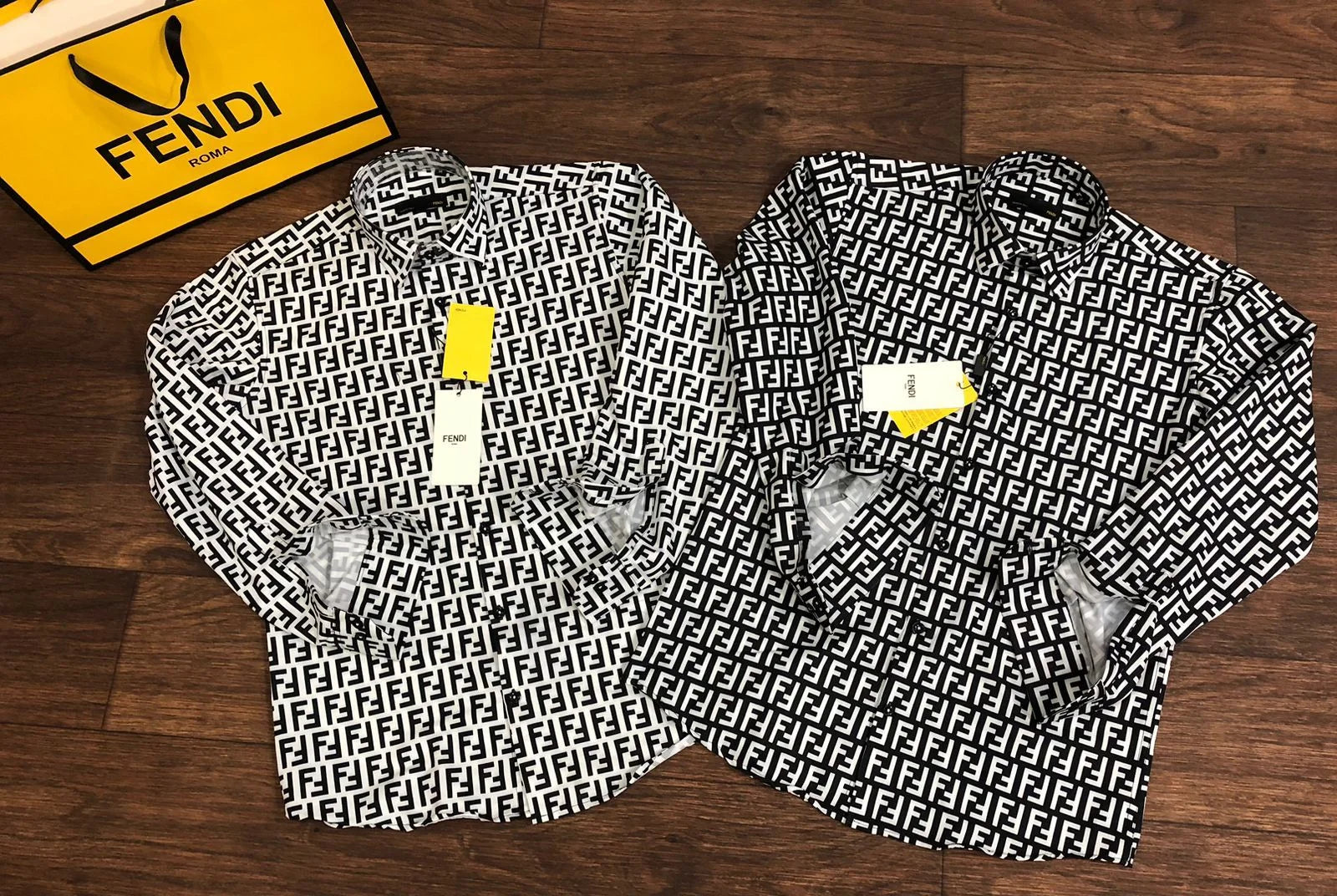 FENDI Zucca FF Logo Monogram Silk Shirt FASHION MYST