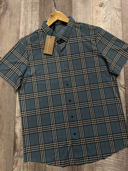 BURBERRY || Imported Lycra Checkered Half Sleeve Shirt - FASHION MYST 