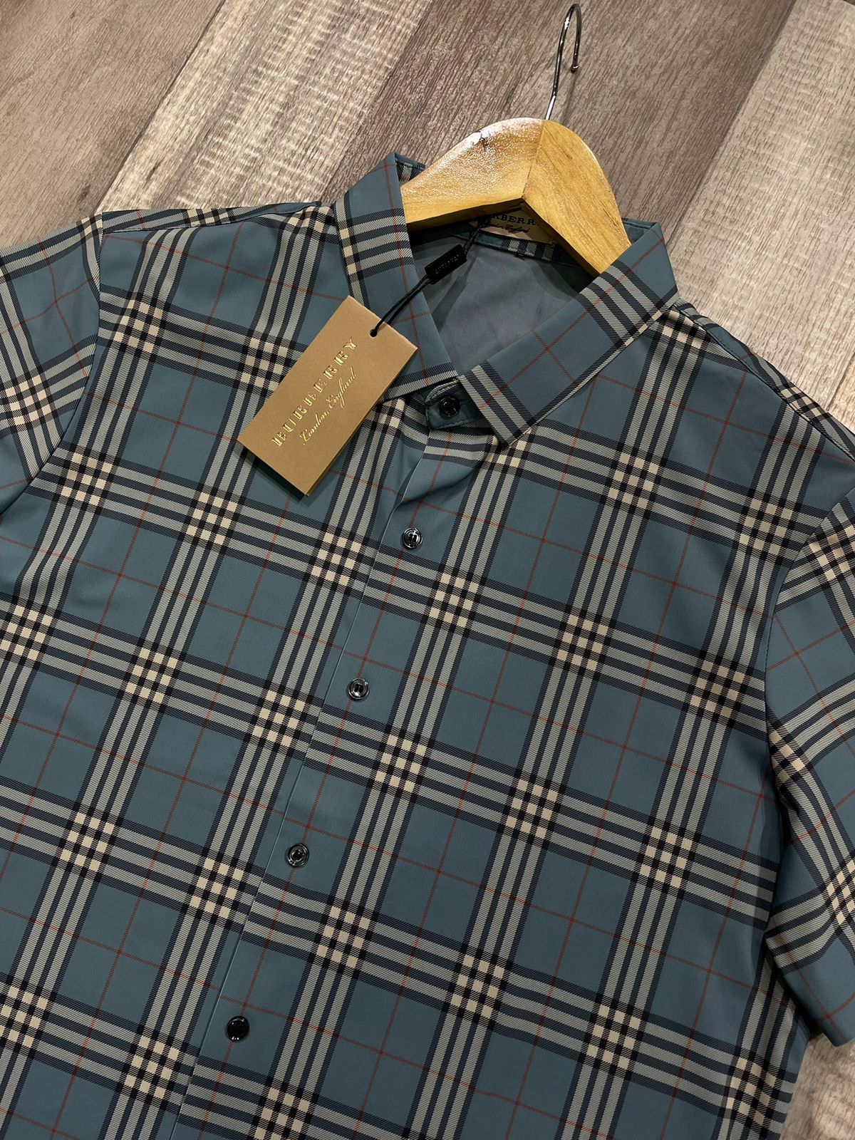 BURBERRY || Imported Lycra Checkered Half Sleeve Shirt - FASHION MYST 