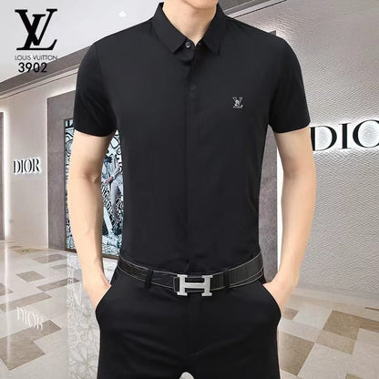 LOUIS VUITTON || Formal Half Sleeve Black/Brown Solid Shirt - Pareto - FASHION MYST 