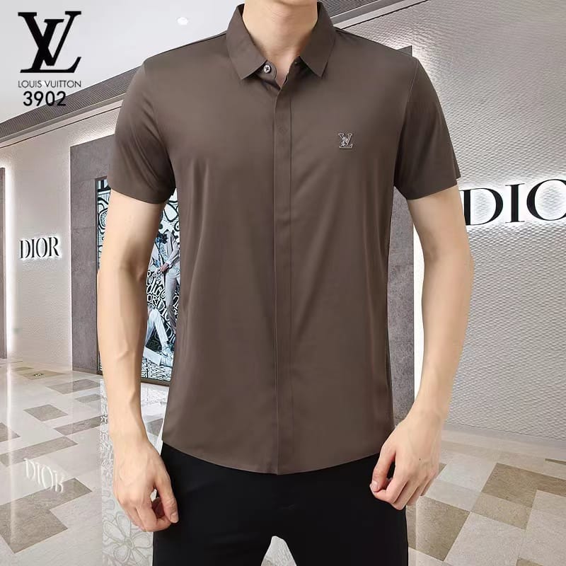 LOUIS VUITTON || Formal Half Sleeve Black/Brown Solid Shirt - Pareto - FASHION MYST 