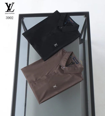 LOUIS VUITTON || Formal Half Sleeve Black/Brown Solid Shirt - Pareto - FASHION MYST 