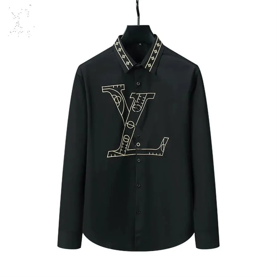 LOUIS VUITTON || High-End Letter-Printed Shirt Men's Fashion Long-Sleeved Shirt - FASHION MYST 