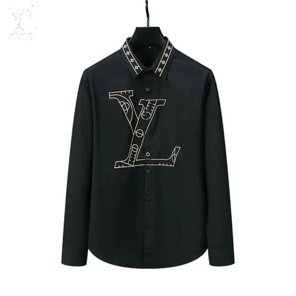 LOUIS VUITTON || High-End Letter-Printed Shirt Men's Fashion Long-Sleeved Shirt - FASHION MYST 