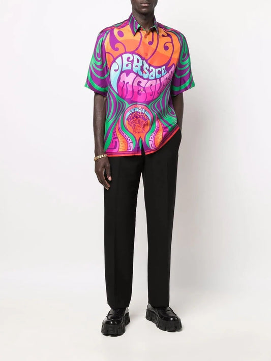 Medusa Music-Print Silk Shirt - FASHION MYST 