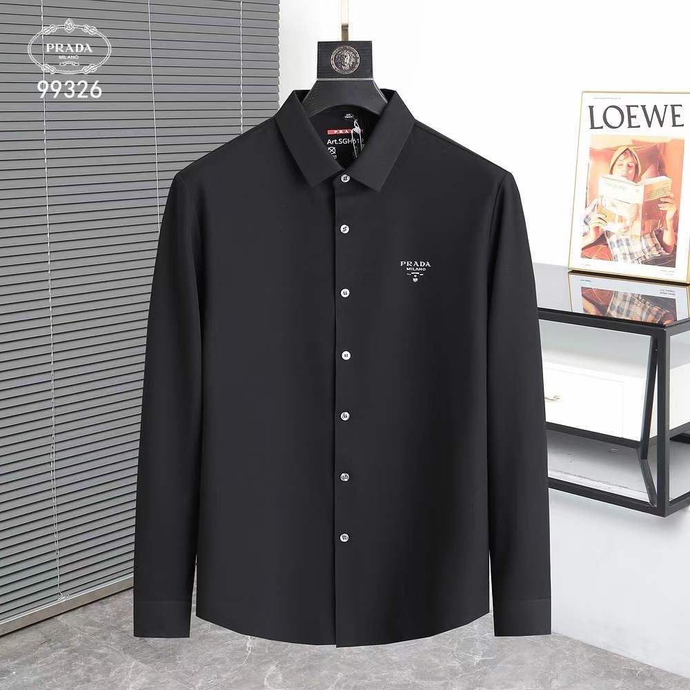 prada dress shirt men Prada Short-sleeved Cotton Shirt, Man, White, Size S