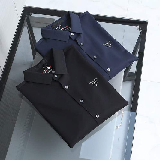 PRADA || Men Black/Navy Blue Solid Regular Fit Shirt - FASHION MYST 