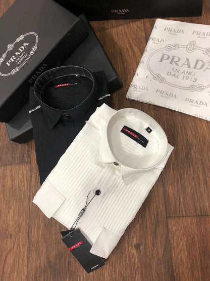 PRADA || Double Pocket Cotton Poplin Metal Logo Shirt - FASHION MYST 