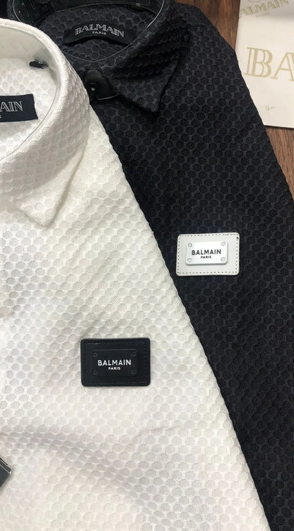 BALMAIN || Men's Balmain Paris Metal Logo Cotton Shirts - FASHION MYST 