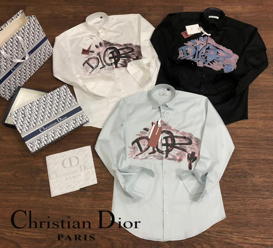 CHRISTIAN DIOR || Street Style Graffiti Logo Print Long Sleeves Luxury Shirts - FASHION MYST 