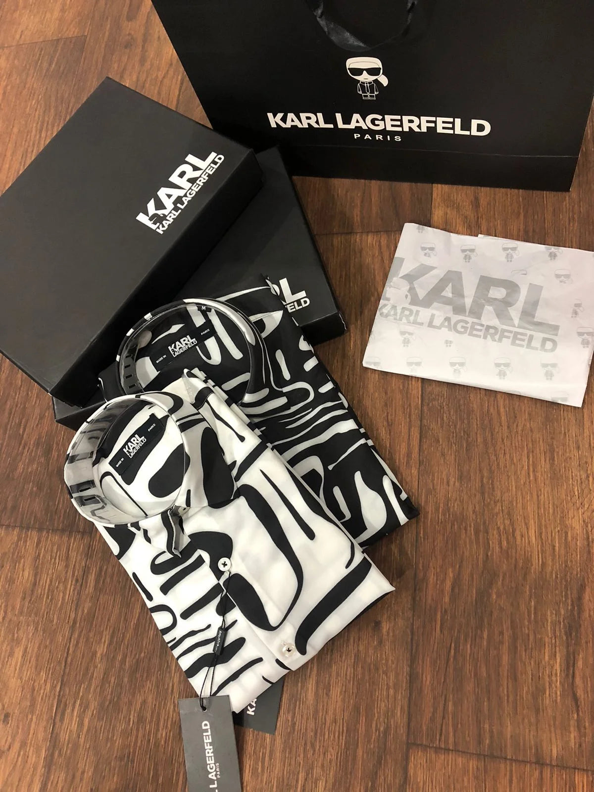 KARL LAGERFELD || Waveart Printed Slim Fit Shirt - FASHION MYST 