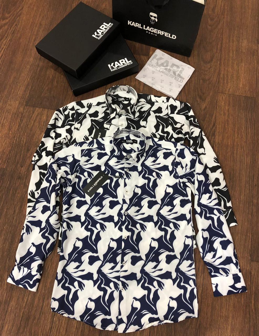 KARL LAGERFELD || Initial Multi Logo Print Cotton Shirt - FASHION MYST 