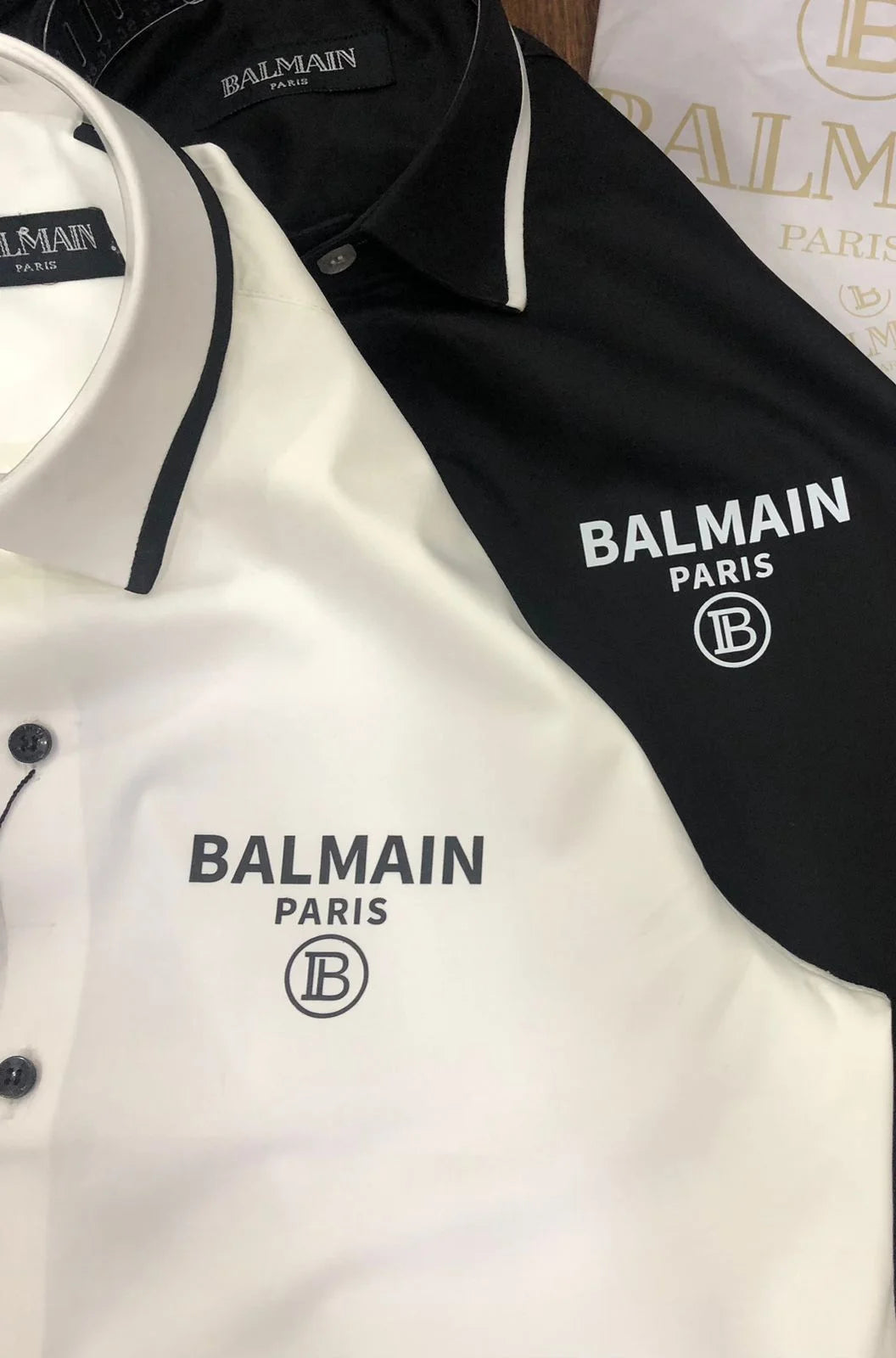 BALMAIN || Luxury B Logo Collar Stripe Shirt - FASHION MYST 