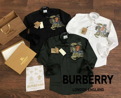 BURBERRY || Monogram Long Sleeves Plain Cotton Logo Luxury Shirts - FASHION MYST 