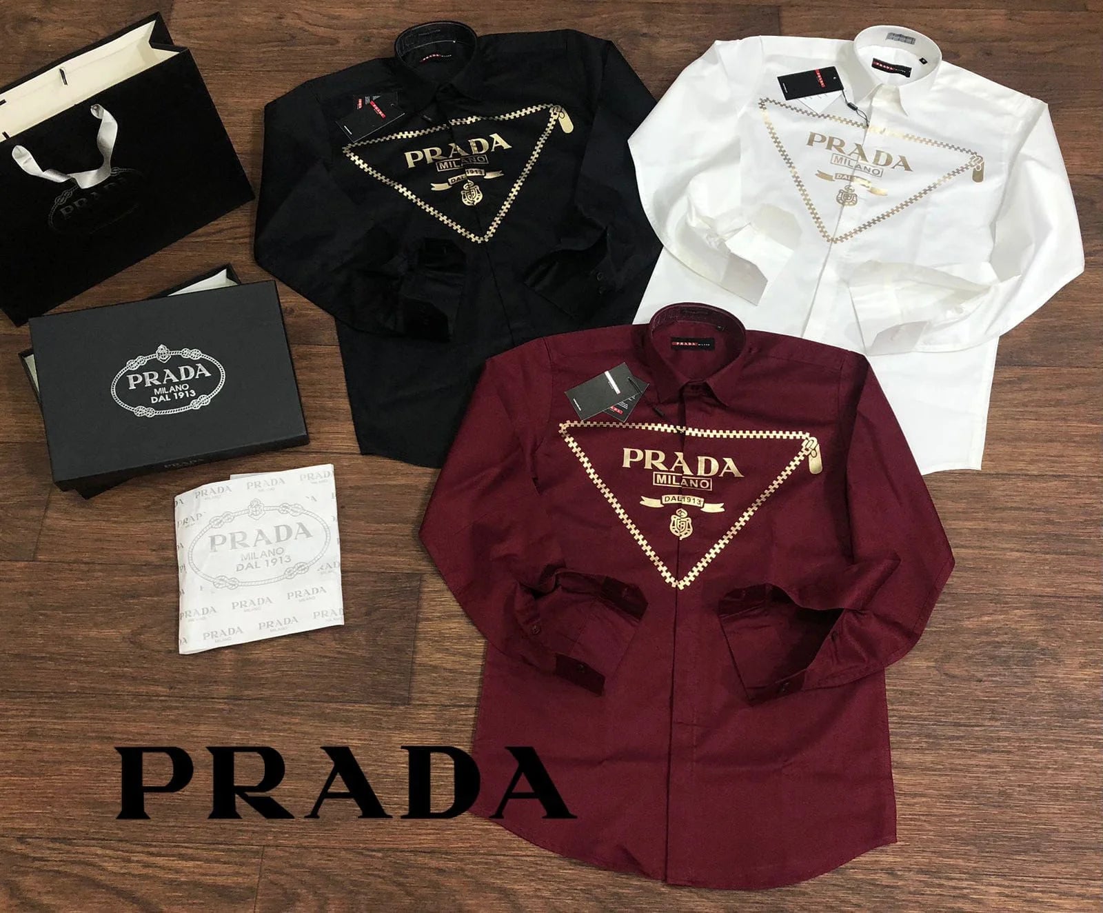 PRADA || Popeline Triangle Logo Long Sleeves Shirt - FASHION MYST 