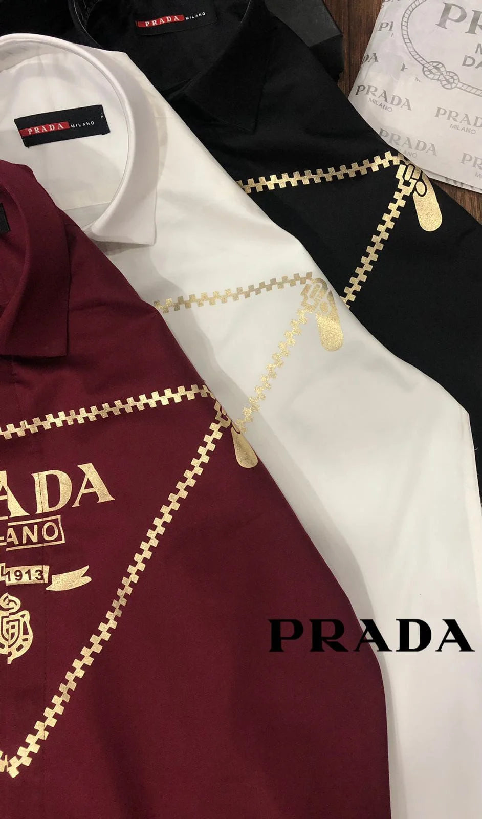 PRADA || Popeline Triangle Logo Long Sleeves Shirt - FASHION MYST 