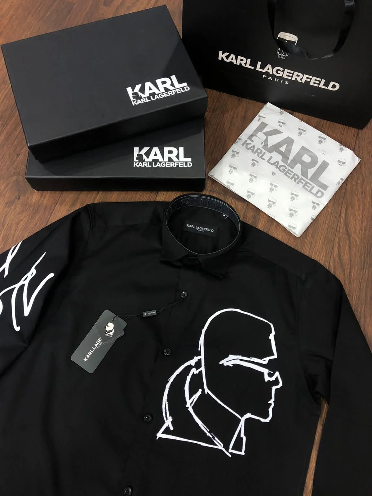 KARL LAGERFELD || Signature Logo Cotton Shirt For Men - FASHION MYST 