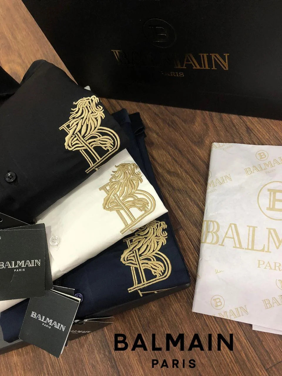 BALMAIN || Dragon Embossed Logo Shirts For Men - FASHION MYST 