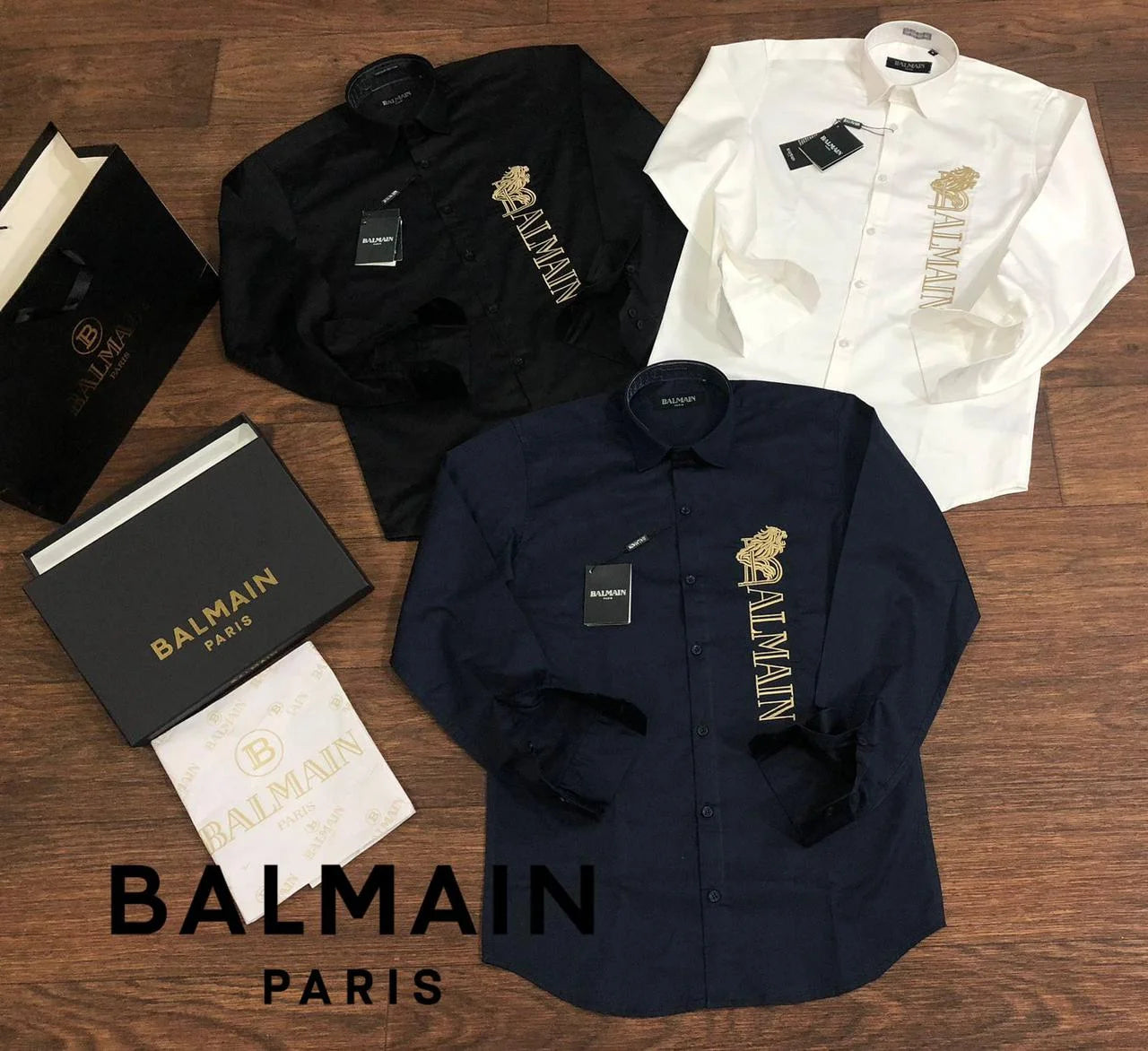 BALMAIN || Dragon Embossed Logo Shirts For Men - FASHION MYST 