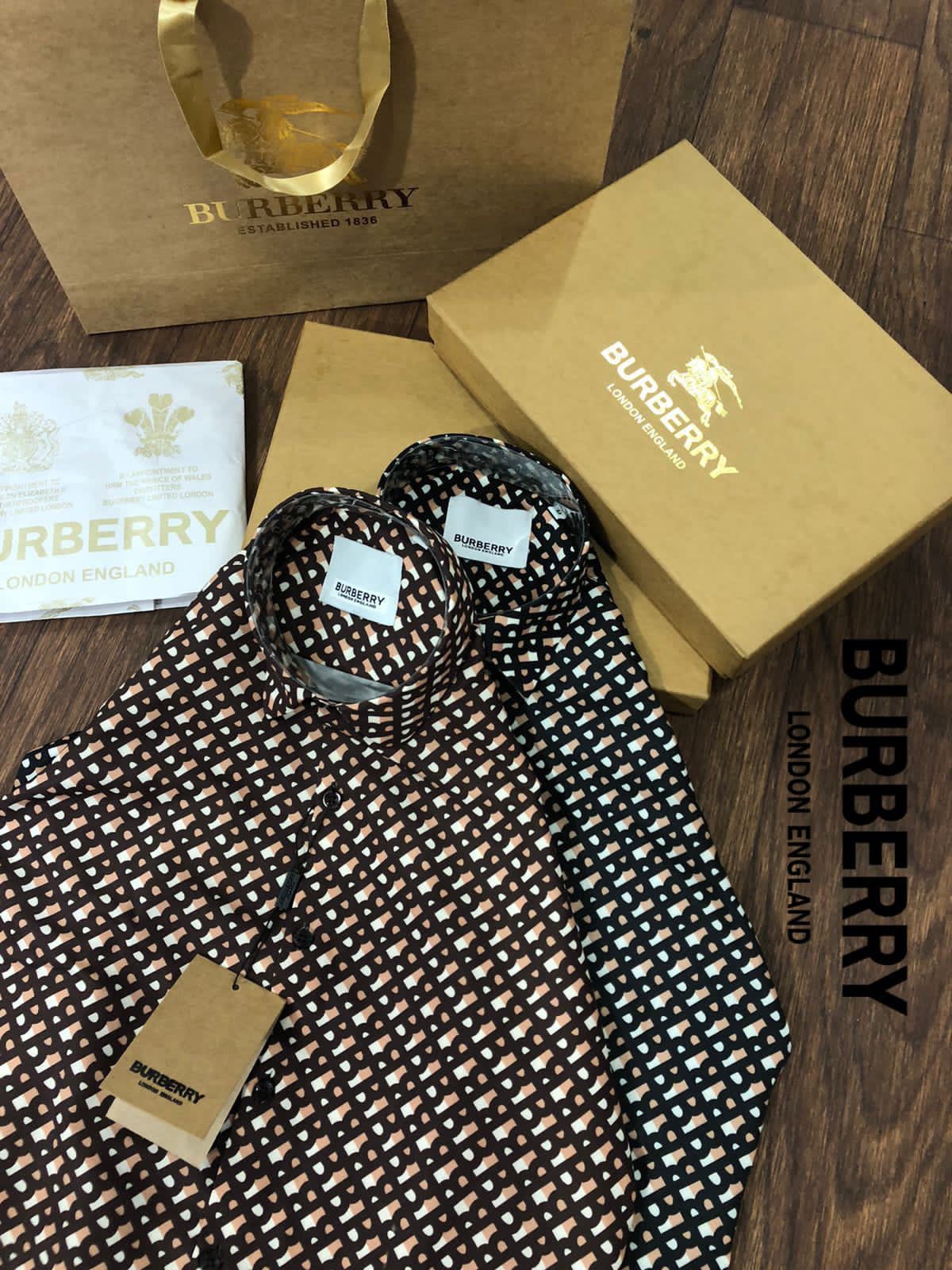 BURBERRY || All Over TB Logo Printed Cotton Shirt - FASHION MYST 