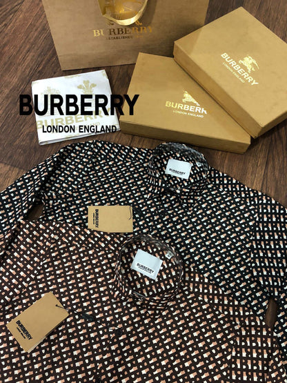 BURBERRY || All Over TB Logo Printed Cotton Shirt - FASHION MYST 