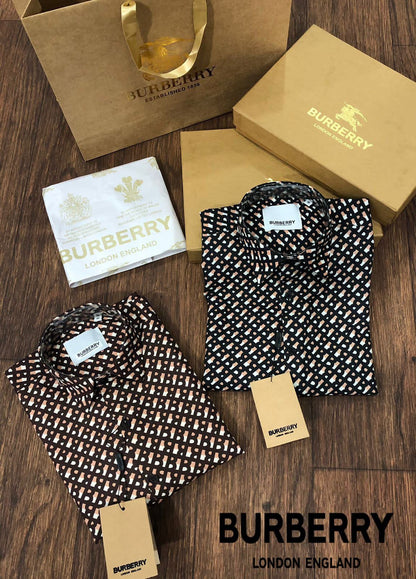 BURBERRY || All Over TB Logo Printed Cotton Shirt - FASHION MYST 